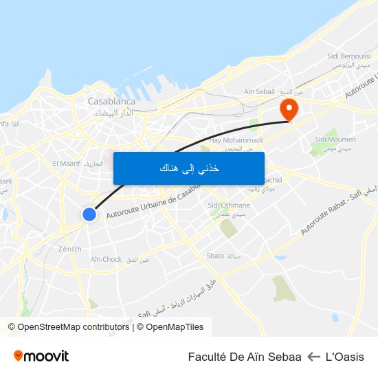 L'Oasis to Faculté De Aïn Sebaa map