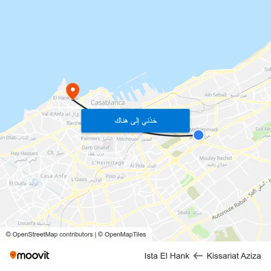 Kissariat Aziza to Ista El Hank map
