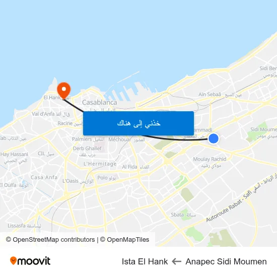 Anapec Sidi Moumen to Ista El Hank map