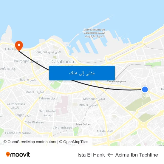 Acima Ibn Tachfine to Ista El Hank map