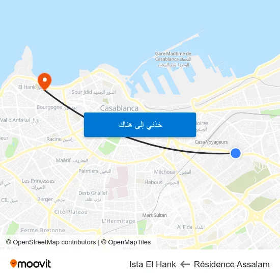 Résidence Assalam to Ista El Hank map