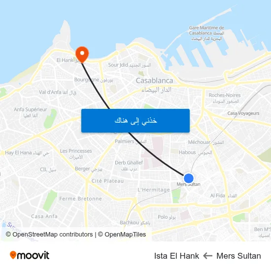 Mers Sultan to Ista El Hank map