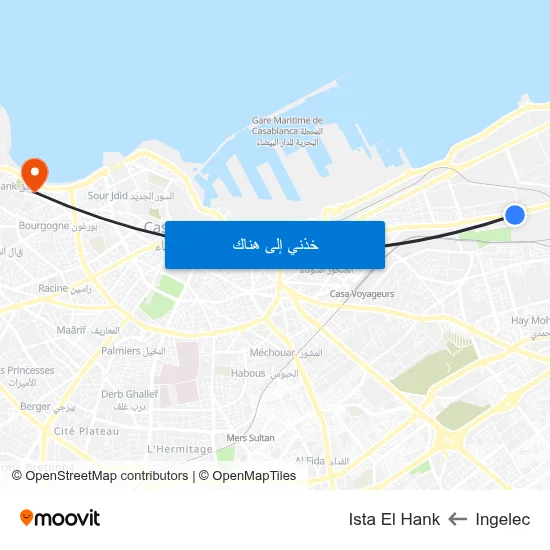 Ingelec to Ista El Hank map