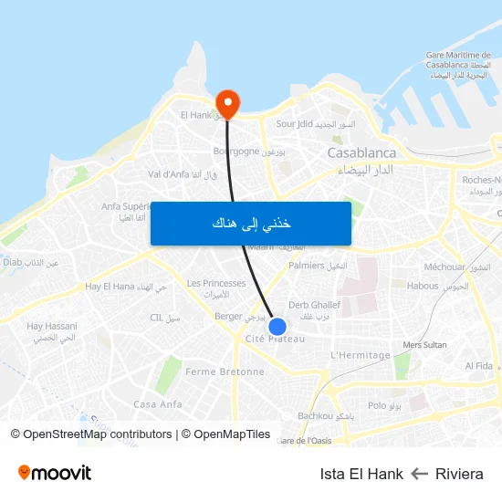 Riviera to Ista El Hank map