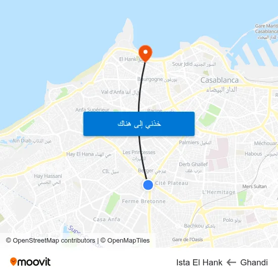 Ghandi to Ista El Hank map