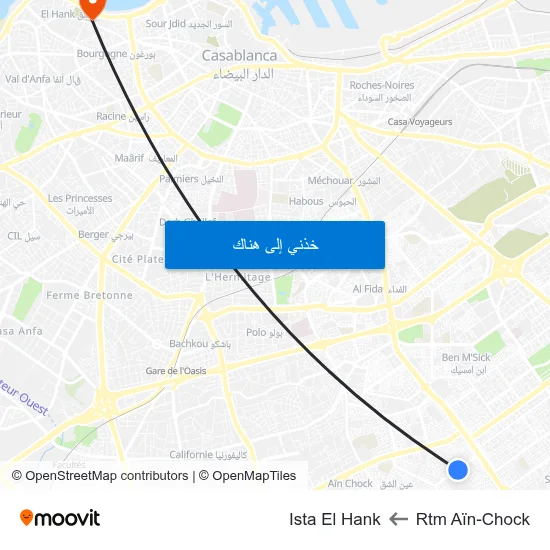 Rtm Aïn-Chock to Ista El Hank map