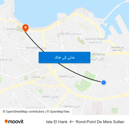 Rond-Point De Mers Sultan to Ista El Hank map