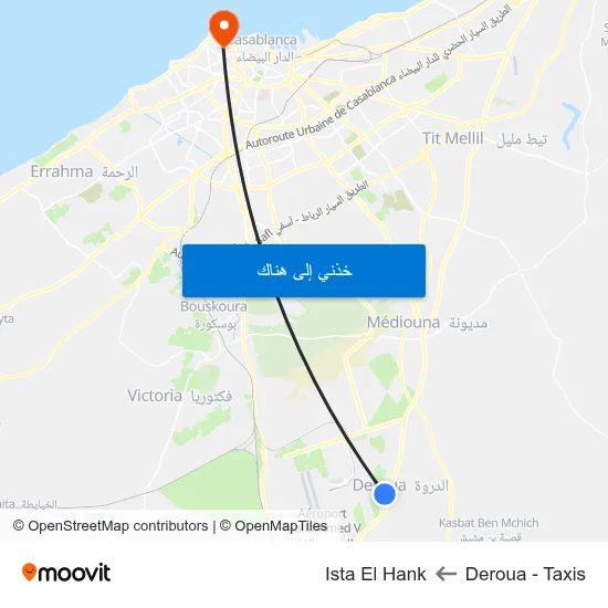 Deroua - Taxis to Ista El Hank map