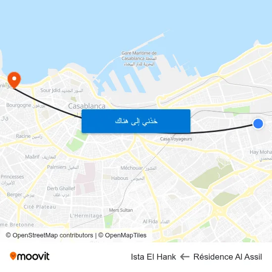 Résidence Al Assil to Ista El Hank map