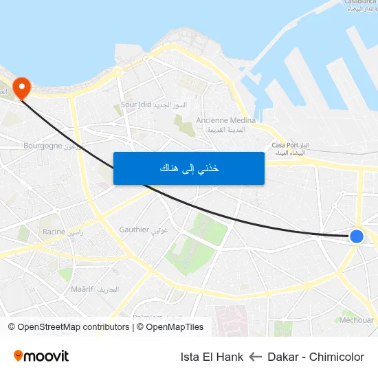 Dakar - Chimicolor to Ista El Hank map