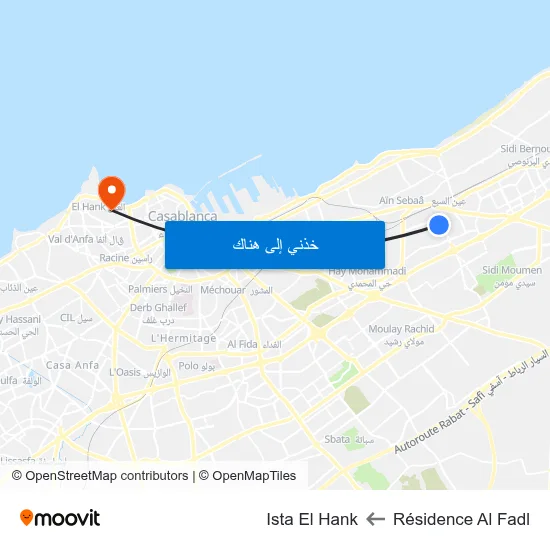 Résidence Al Fadl to Ista El Hank map
