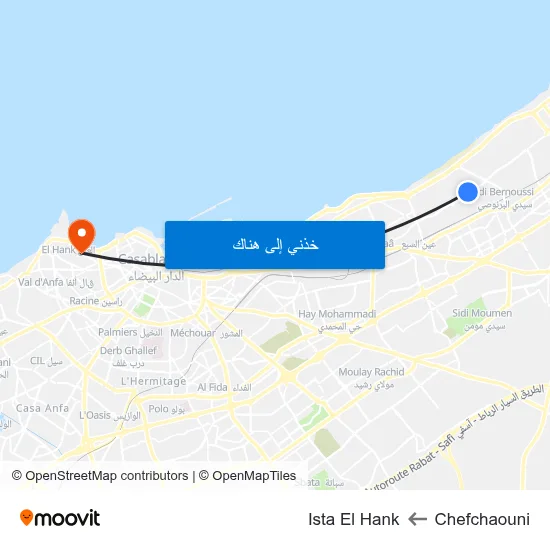 Chefchaouni to Ista El Hank map
