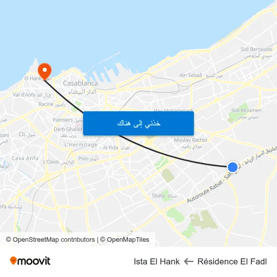 Résidence El Fadl to Ista El Hank map