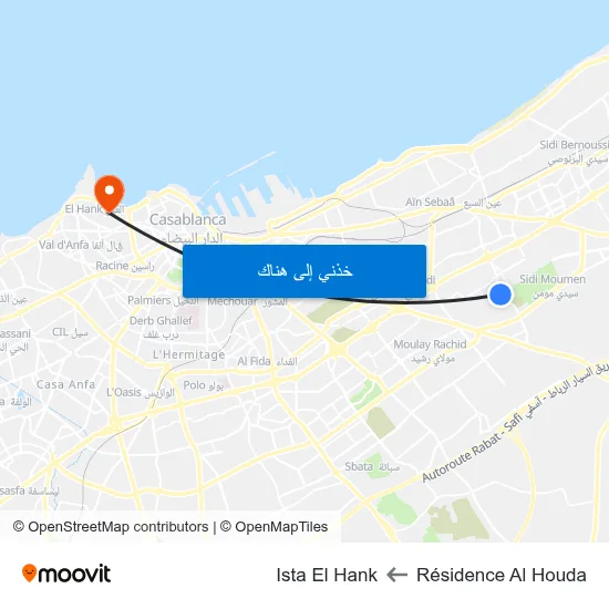 Résidence Al Houda to Ista El Hank map