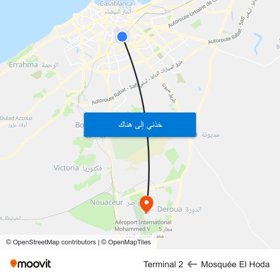 Mosquée El Hoda to Terminal 2 map
