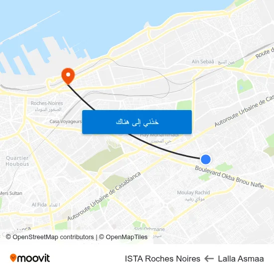 Lalla Asmaa to ISTA Roches Noires map