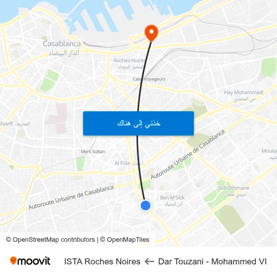 Dar Touzani - Mohammed VI to ISTA Roches Noires map