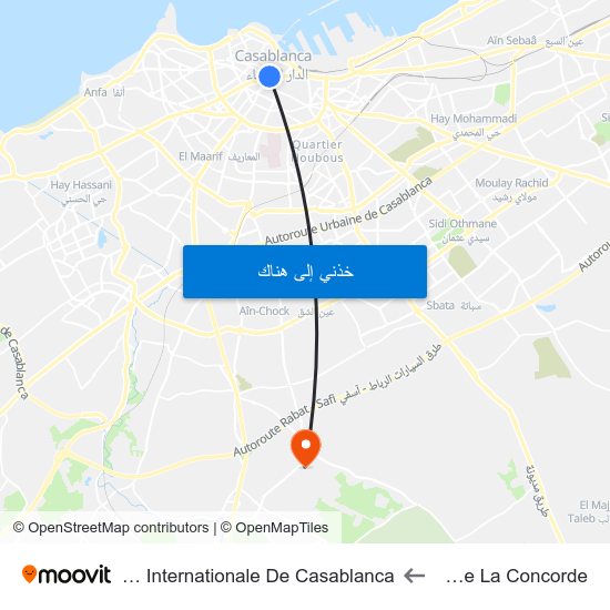 Place De La Concorde to Université Internationale De Casablanca map