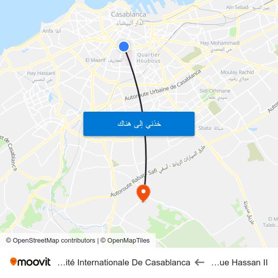 Avenue Hassan II to Université Internationale De Casablanca map
