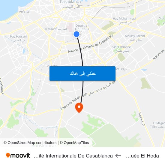 Mosquée El Hoda to Université Internationale De Casablanca map