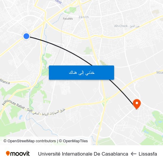 Lissasfa to Université Internationale De Casablanca map
