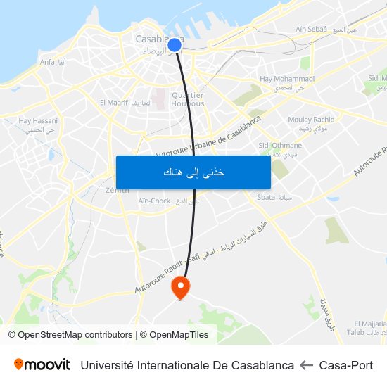 Casa-Port to Université Internationale De Casablanca map