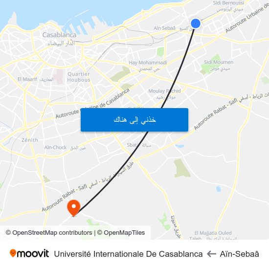 Aïn-Sebaâ to Université Internationale De Casablanca map