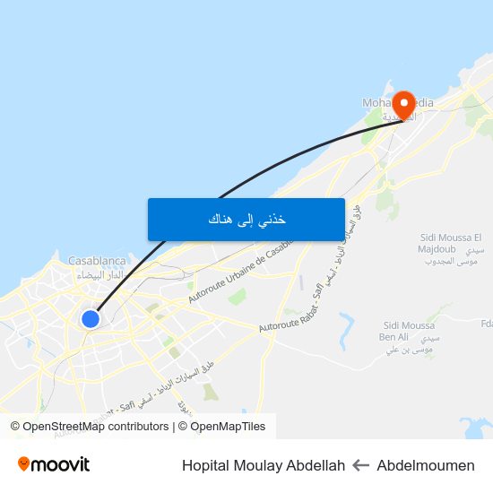 Abdelmoumen to Hopital Moulay Abdellah map