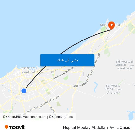 L'Oasis to Hopital Moulay Abdellah map