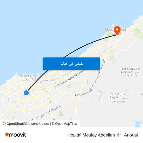 Anoual to Hopital Moulay Abdellah map