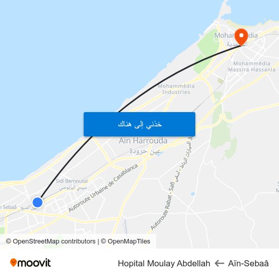 Aïn-Sebaâ to Hopital Moulay Abdellah map