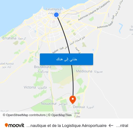 Marché Central to ISMALA : Institut Spécialisé dans les Métier de l'Aéronautique et de la Logistique Aéroportuaire map