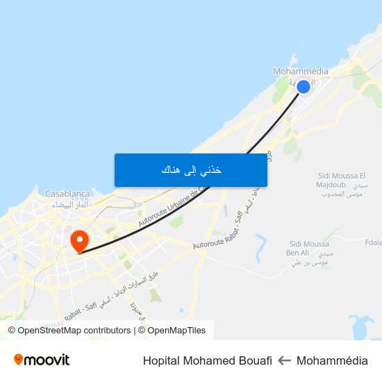 Mohammédia to Hopital Mohamed Bouafi map