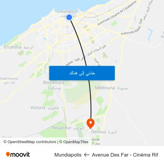 Avenue Des Far - Cinéma Rif to Mundiapolis map