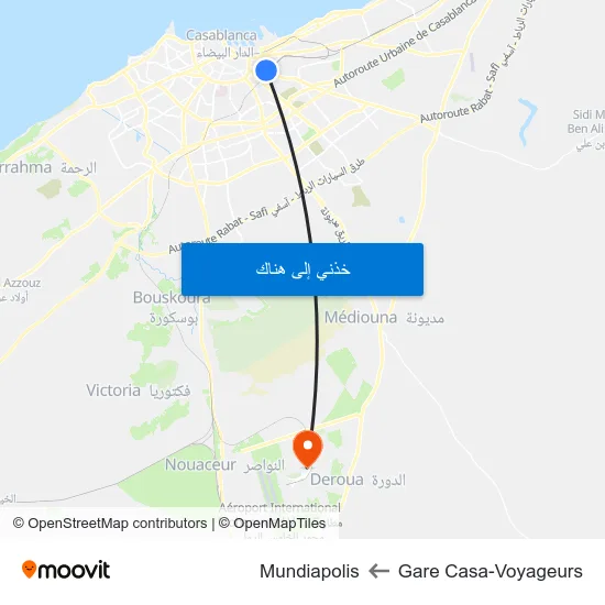 Gare Casa-Voyageurs to Mundiapolis map