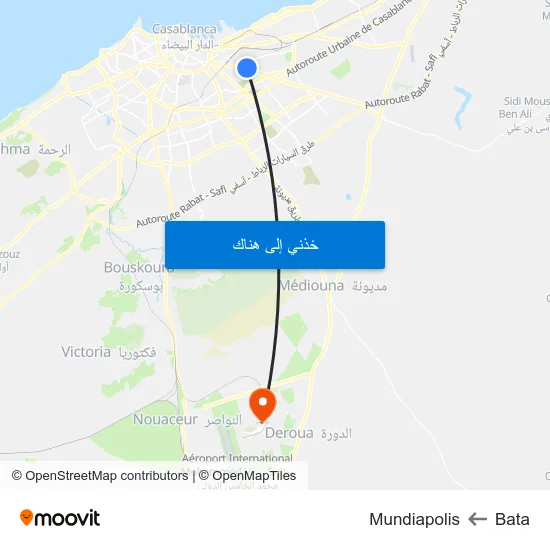 Bata to Mundiapolis map