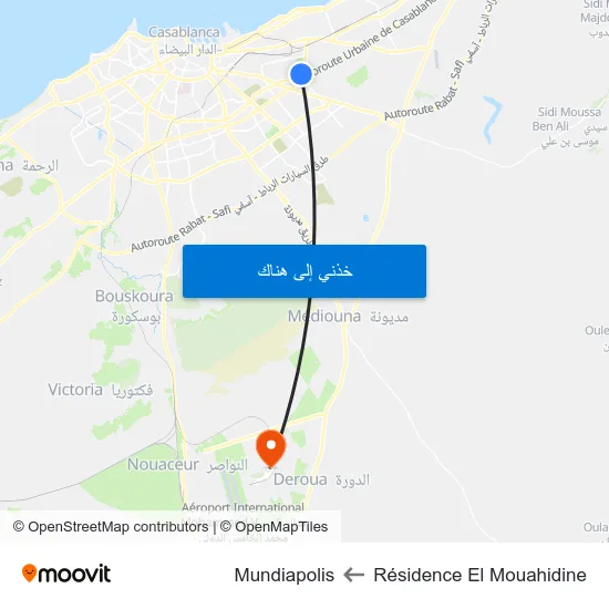 Résidence El Mouahidine to Mundiapolis map