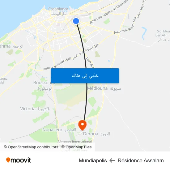 Résidence Assalam to Mundiapolis map