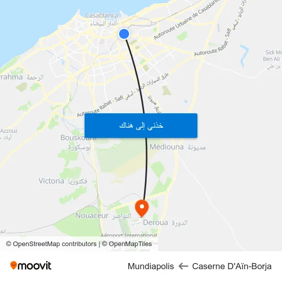 Caserne D'Aïn-Borja to Mundiapolis map