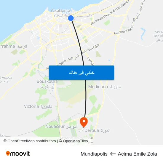 Acima Emile Zola to Mundiapolis map