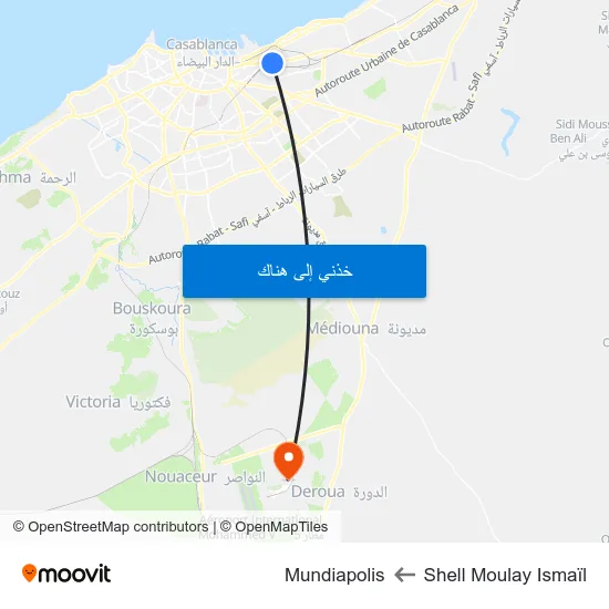 Shell Moulay Ismaïl to Mundiapolis map