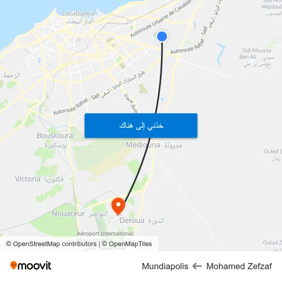 Mohamed Zefzaf to Mundiapolis map