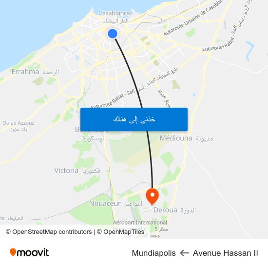 Avenue Hassan II to Mundiapolis map