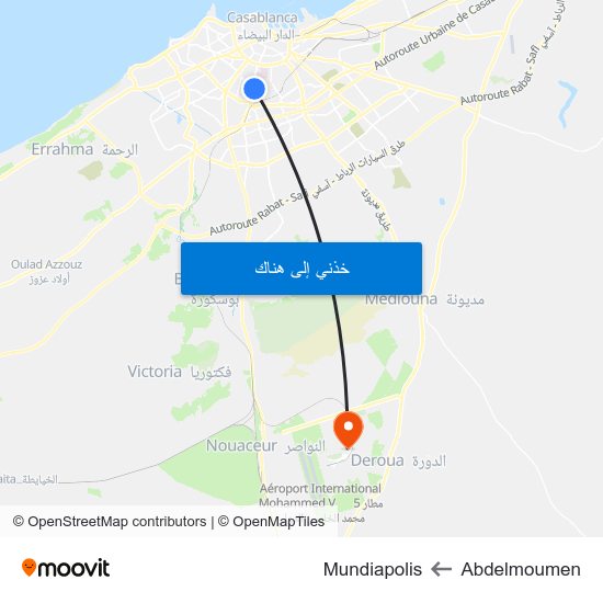 Abdelmoumen to Mundiapolis map