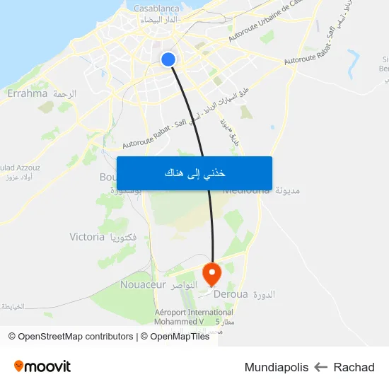 Rachad to Mundiapolis map