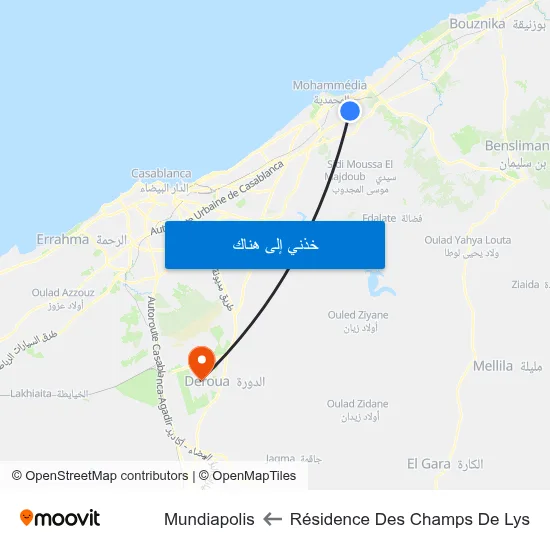 Résidence Des Champs De Lys to Mundiapolis map