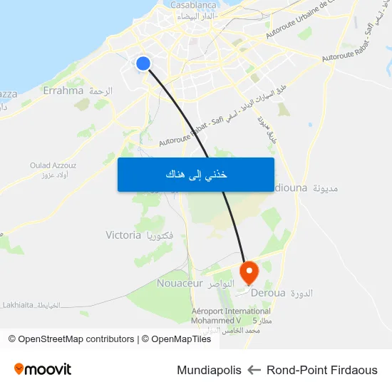 Rond-Point Firdaous to Mundiapolis map