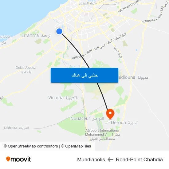 Rond-Point Chahdia to Mundiapolis map