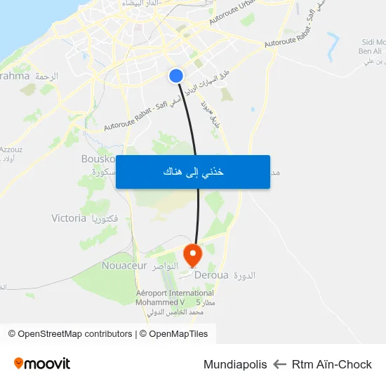 Rtm Aïn-Chock to Mundiapolis map