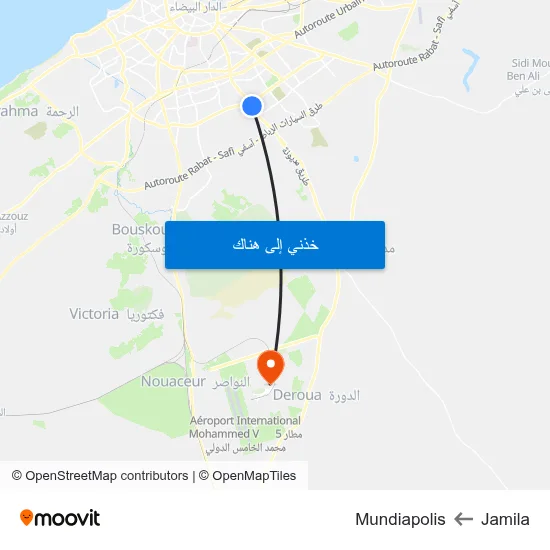 Jamila to Mundiapolis map